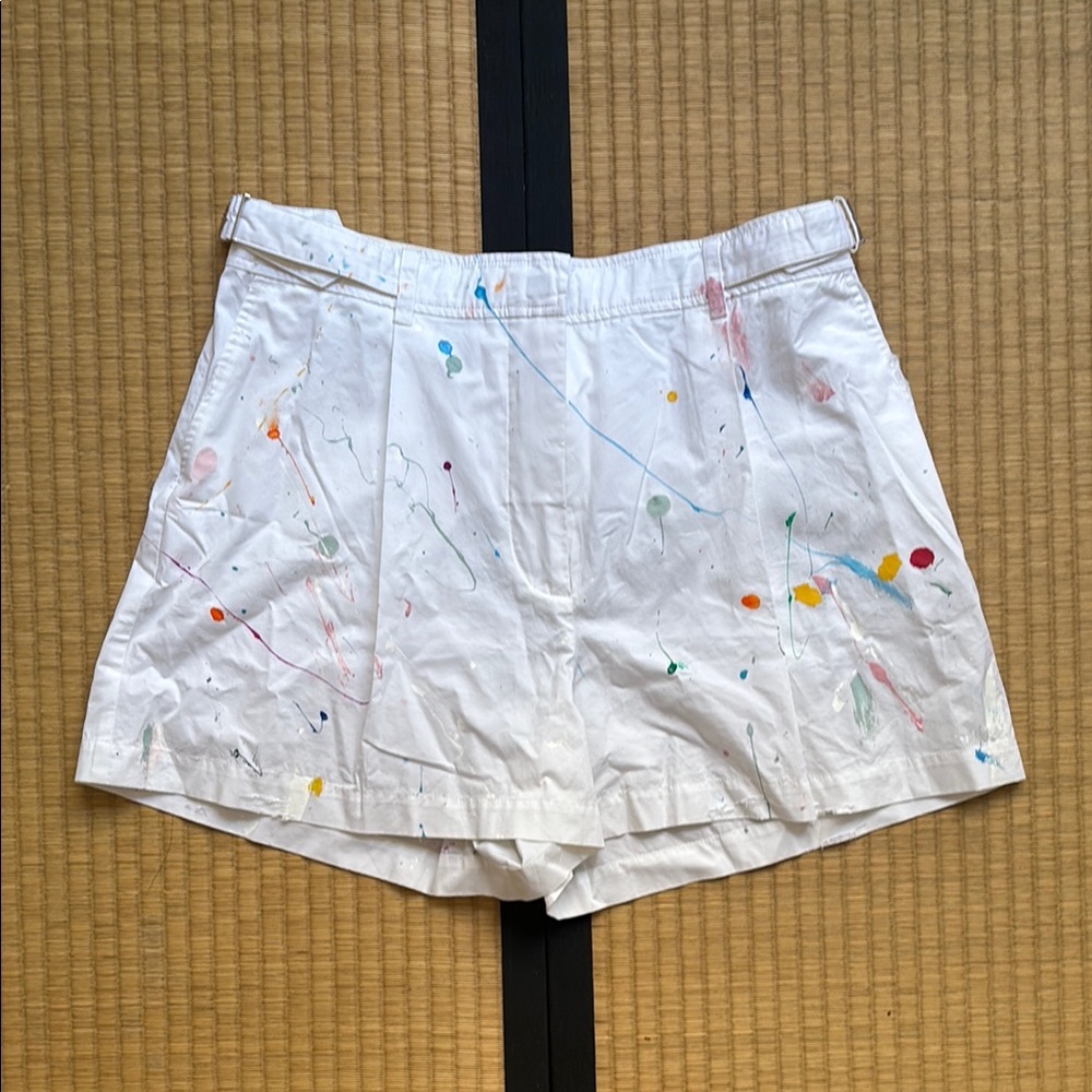 White Paint-Splatter Women's Shorts